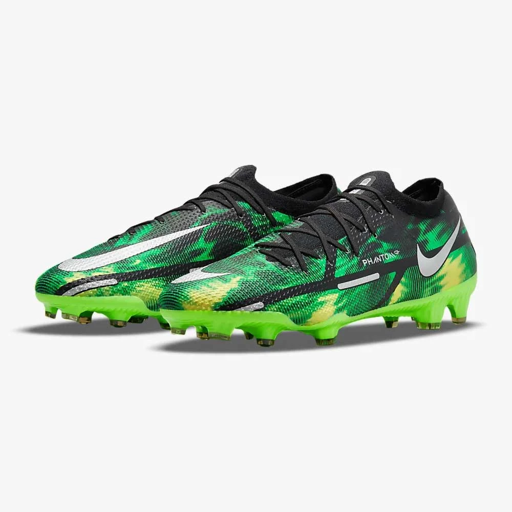 Nike Unisex Phantom GT2 Pro SW FG Soccer Shoe - Black/MTLC Platinum Green-Regular (D) - Image 2