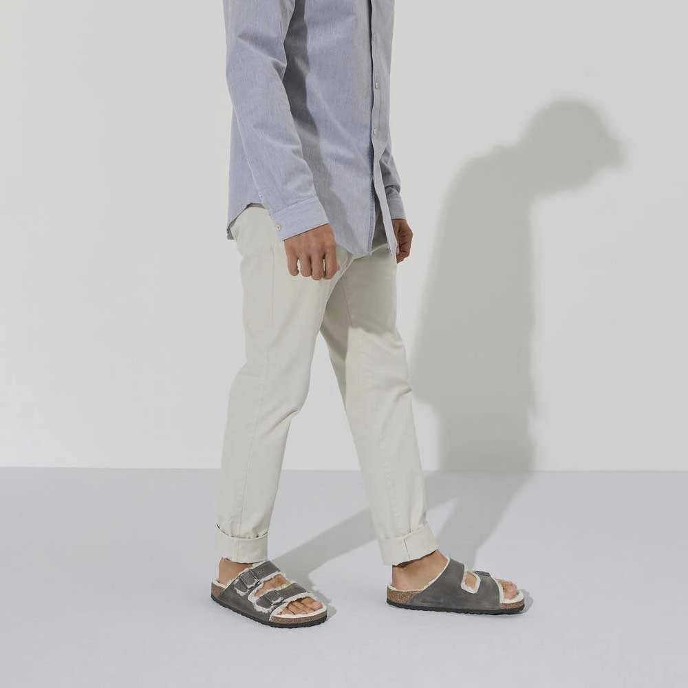 Birkenstock Arizona Shearling Sandals - Iron Natural- Medium/Narrow - Image 6