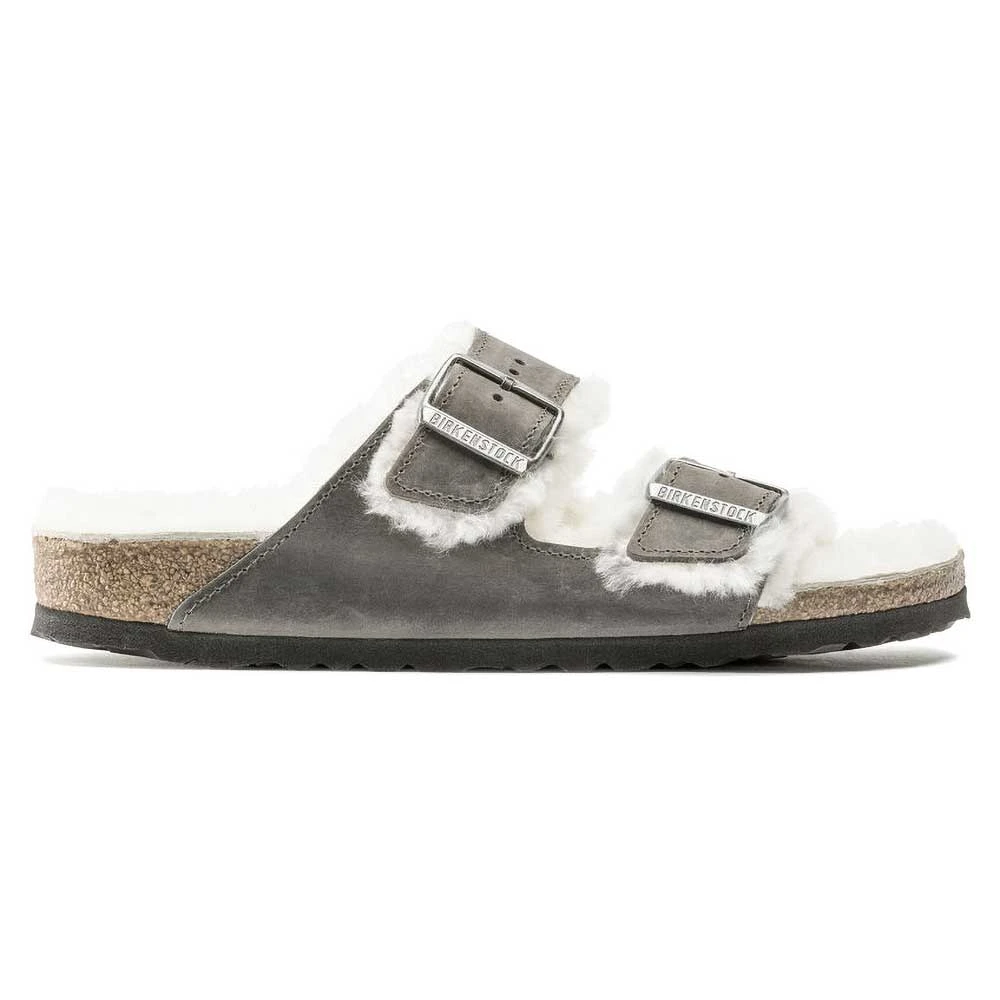 Birkenstock Arizona Shearling Sandals - Iron Natural- Medium/Narrow - Image 2