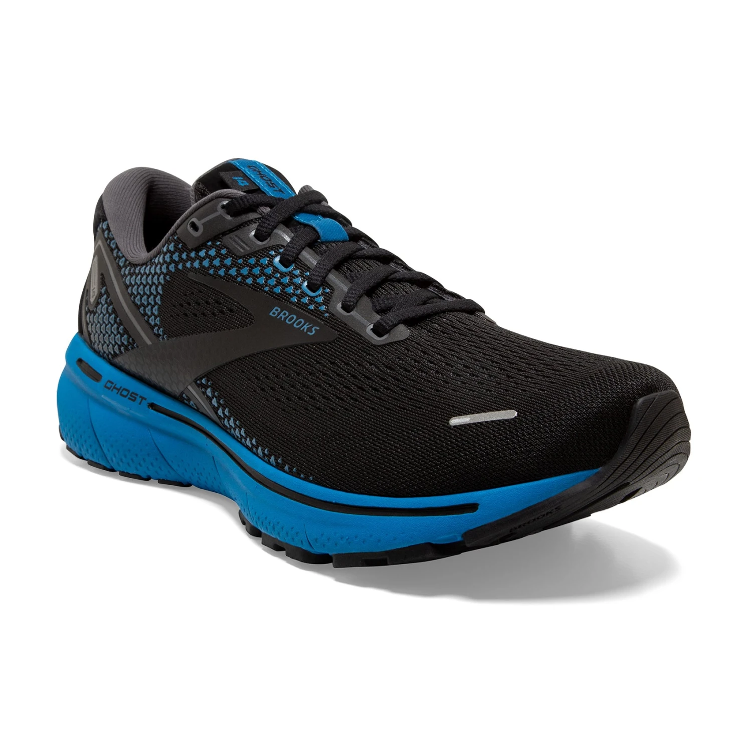 BROOKS Men's Ghost 14 Running Shoe - Black/Blackened Pearl/Blue — Regular (D) - Image 3