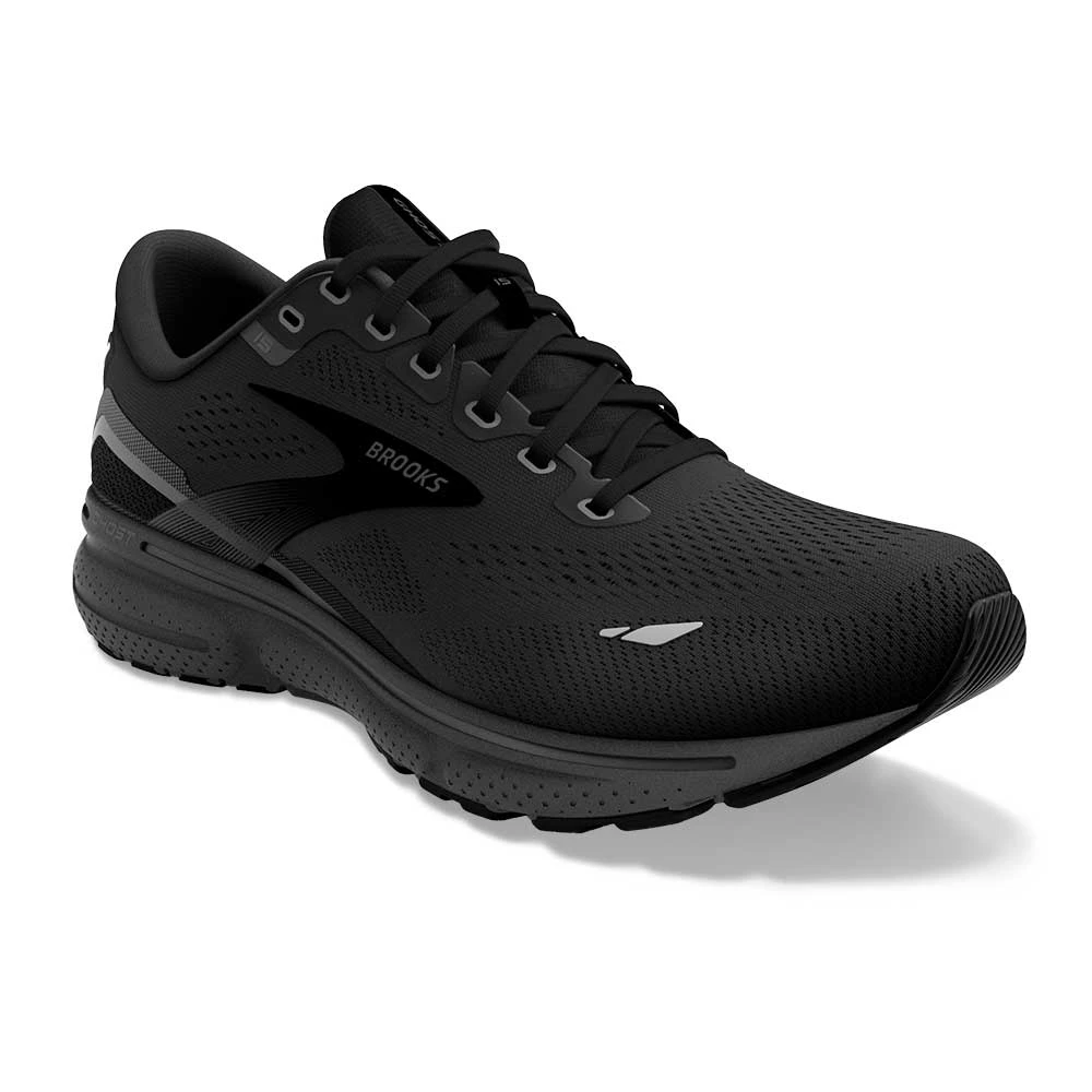 BROOKS Men's Ghost 15 Running Shoe - Black/Black/Ebony- Regular (D) - Image 2