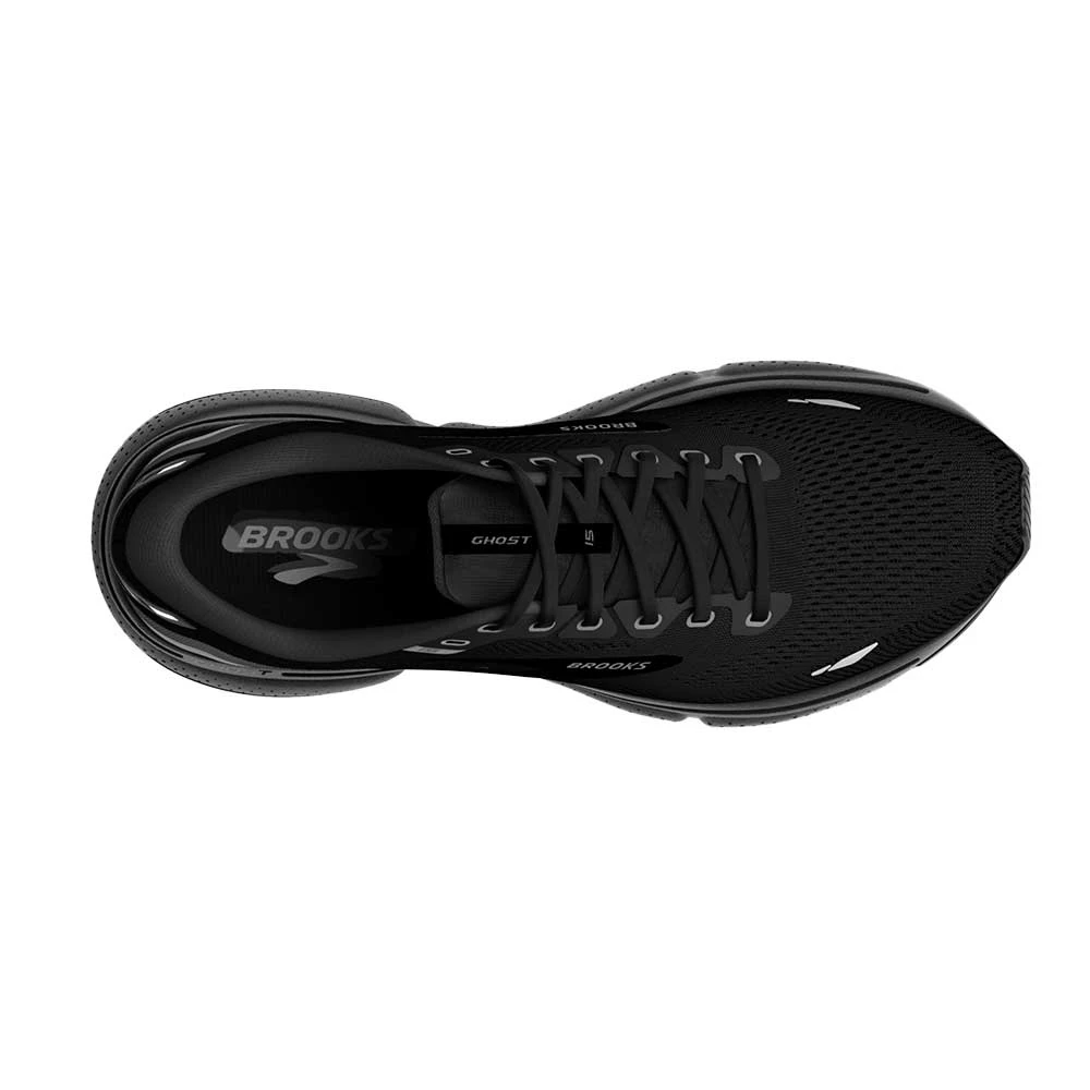 BROOKS Men's Ghost 15 Running Shoe - Black/Black/Ebony- Wide (2E) - Image 4
