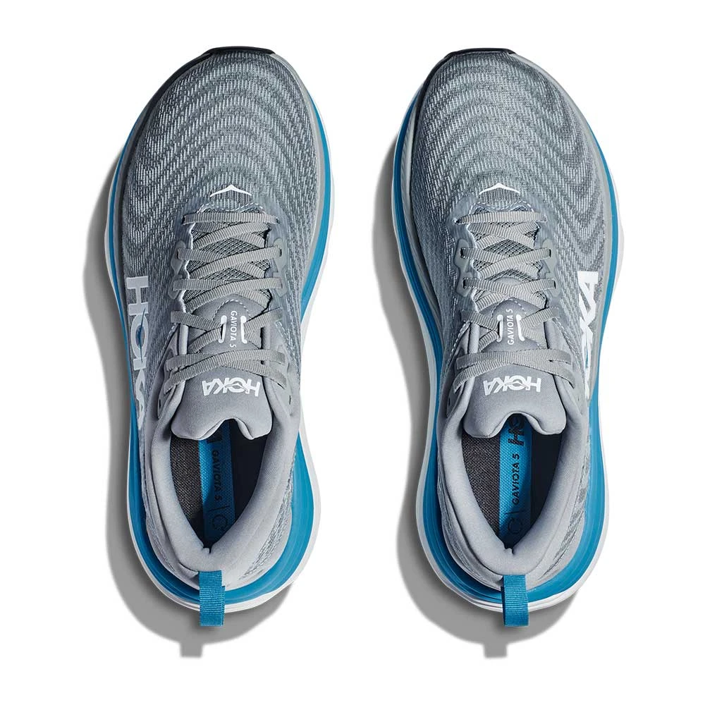 Hoka Men's Gaviota 5 Running Shoe - Limestone/Diva Blue - Wide (2E) - Image 5