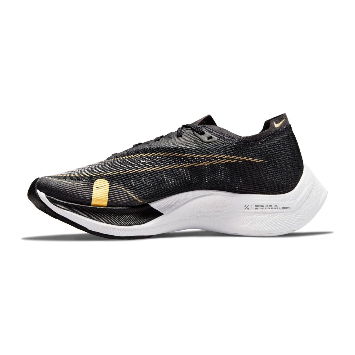 Nike Women's ZoomX Vaporfly Next % 2 Racing Shoe - Black/White/Metallic Gold Coin - Regular (B) - Image 2