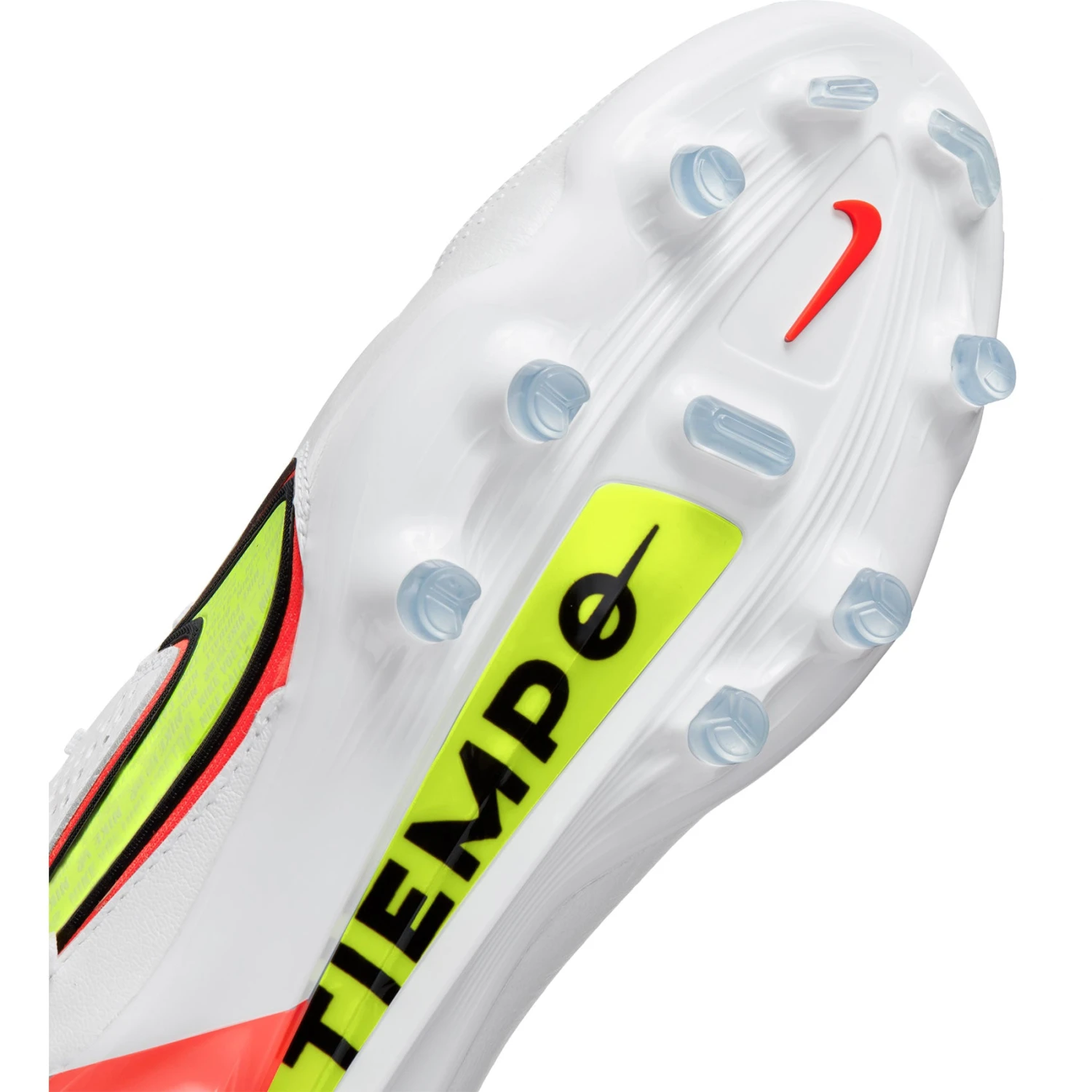 Nike Unisex Tiempo Legend 9 Elite FG Soccer Shoe - White/Volt/Bright Crimson - Regular (D) - Image 9